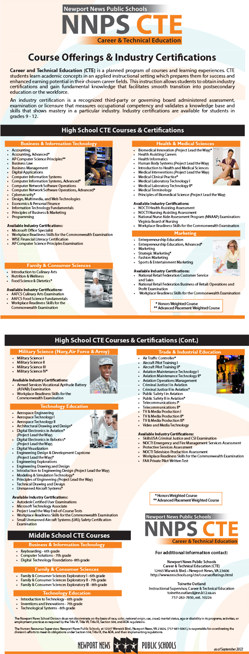 Click image of CTE Course Offerings to download brochure.